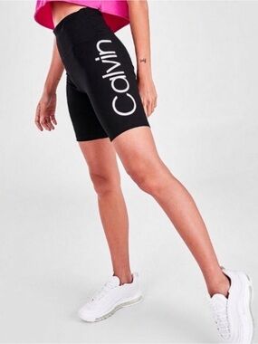Calvin Klein Black Bike Shorts with White Logo